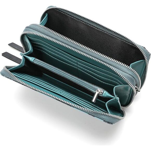 Women Paisley Qurquoise Imported Faux Leather Crossbody With Phone Pocket Bag - Picture 2 of 4